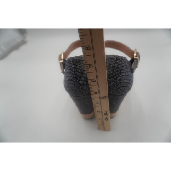 ANTONIO MELANI Lauralyn Navy Blue Gold Resort Ankle Vacation Wedge Sandals Sz 9M - Picture 10 of 10